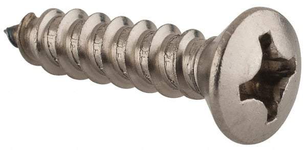 Value Collection - #12 Oval Head Phillips Sheet Metal Screw - Stainless Steel, 1" OAL, Grade 18-8 - Benchmark Tooling