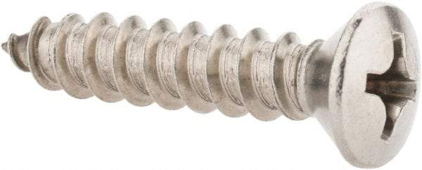 Value Collection - #14 Oval Head Phillips Sheet Metal Screw - Stainless Steel, 1-1/4" OAL, Grade 18-8 - Benchmark Tooling
