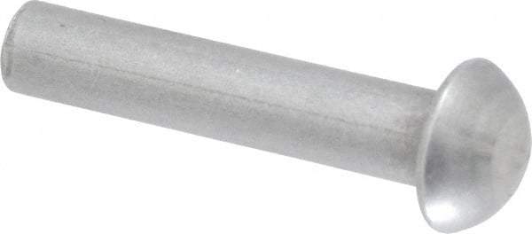 RivetKing - 1/4" Body Diam, Round Uncoated Steel Solid Rivet - 1-1/4" Length Under Head - Benchmark Tooling