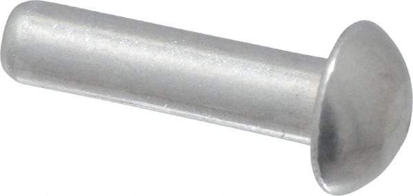 RivetKing - 1/8" Body Diam, Round Uncoated Aluminum Solid Rivet - 1/2" Length Under Head, Grade 1100F - Benchmark Tooling