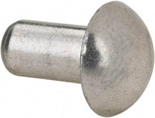 RivetKing - 3/16" Body Diam, Round Uncoated Aluminum Solid Rivet - 3/8" Length Under Head, Grade 1100F - Benchmark Tooling