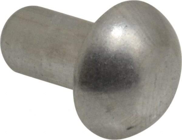 RivetKing - 1/4" Body Diam, Round Uncoated Aluminum Solid Rivet - 1/2" Length Under Head, Grade 1100F - Benchmark Tooling