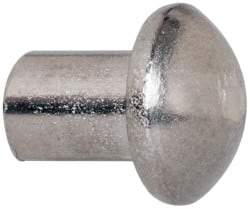RivetKing - 3/16" Body Diam, Round Uncoated Stainless Steel Solid Rivet - 1/4" Length Under Head, Grade 18-8 - Benchmark Tooling
