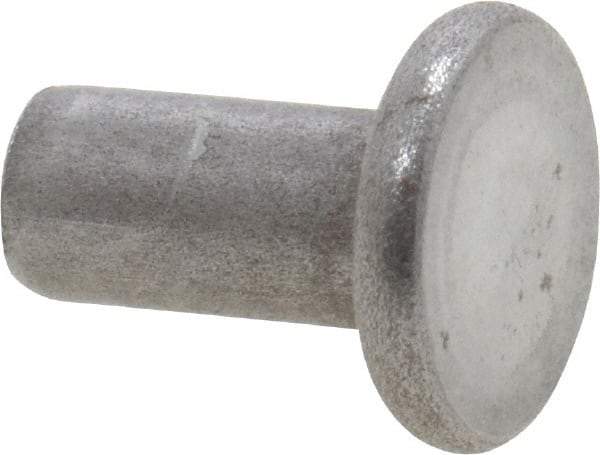 RivetKing - 1/8" Body Diam, Flat Uncoated Steel Solid Rivet - 1/4" Length Under Head - Benchmark Tooling