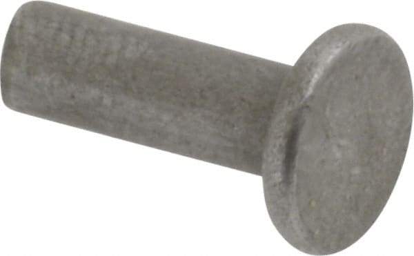RivetKing - 1/8" Body Diam, Flat Uncoated Steel Solid Rivet - 3/8" Length Under Head - Benchmark Tooling