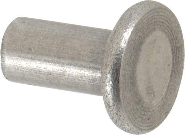 RivetKing - 1/4" Body Diam, Flat Uncoated Steel Solid Rivet - 1/2" Length Under Head - Benchmark Tooling