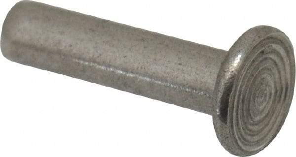RivetKing - 1/8" Body Diam, Flat Uncoated Stainless Steel Solid Rivet - 1/2" Length Under Head, Grade 18-8 - Benchmark Tooling