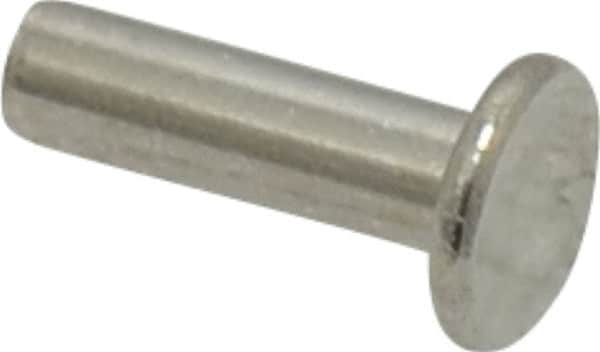 RivetKing - 3/16" Body Diam, Round Uncoated Stainless Steel Solid Rivet - 5/8" Length Under Head, Grade 18-8 - Benchmark Tooling