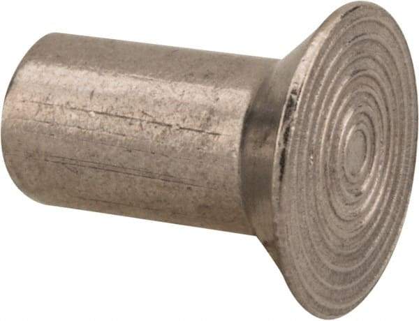 RivetKing - 1/4" Body Diam, Countersunk Uncoated Stainless Steel Solid Rivet - 1/2" Length Under Head, Grade 18-8, 90° Countersunk Head Angle - Benchmark Tooling