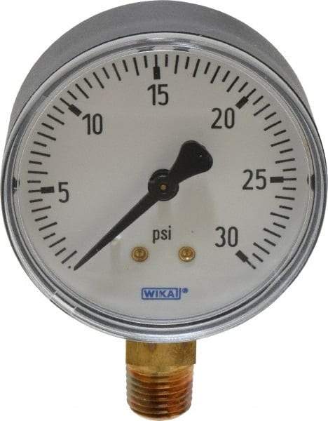 Wika - 2-1/2" Dial, 1/4 Thread, 0-30 Scale Range, Pressure Gauge - Lower Connection Mount, Accurate to 3-2-3% of Scale - Benchmark Tooling