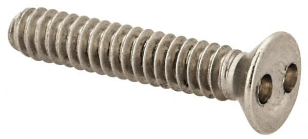 Made in USA - #6-32 UNC, 3/4" OAL Spanner Drive Machine Screw - Flat Head, Grade 18-8 Stainless Steel, Uncoated, Without Washer - Benchmark Tooling