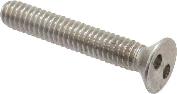 Made in USA - #8-32 UNC, 1" OAL Spanner Drive Machine Screw - Flat Head, Grade 18-8 Stainless Steel, Uncoated, Without Washer - Benchmark Tooling