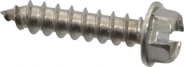 Value Collection - #12 Hex Washer Head Slotted Sheet Metal Screw - Stainless Steel, 1" Length Under Head, Grade 18-8 - Benchmark Tooling