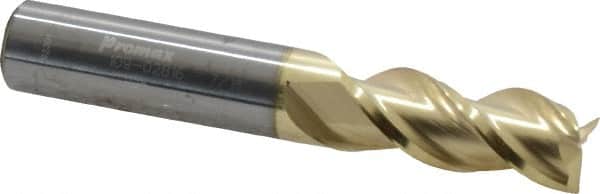 ProMax - 7/16", 1" LOC, 7/16" Shank Diam, 2-3/4" OAL, 3 Flute, Solid Carbide Square End Mill - Single End, ZrN Finish, Spiral Flute, 40° Helix, Right Hand Cut, Right Hand Flute, Series 109 - Benchmark Tooling