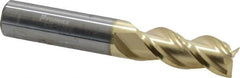 ProMax - 7/16", 1" LOC, 7/16" Shank Diam, 2-3/4" OAL, 3 Flute, Solid Carbide Square End Mill - Single End, ZrN Finish, Spiral Flute, 40° Helix, Right Hand Cut, Right Hand Flute, Series 109 - Benchmark Tooling