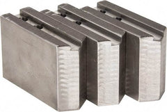 H & R Manufacturing - 1.5mm x 60° Serrated Attachment, Square Soft Lathe Chuck Jaw - 3 Jaws, Steel, 1.181" Btw Mount Hole Ctrs, 5" Long x 1-3/4" Wide x 3-1/2" High, 0.63" Groove, 12mm Fastener - Benchmark Tooling