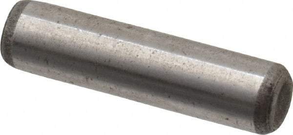 Unbrako - 1/4" Diam x 1" Pin Length Grade 8 Alloy Steel Oversized Dowel Pin - C 60 (Surface) & C 50-58 Hardness, 7,370 Lb Breaking Strength, 1 Beveled & 1 Rounded End - Benchmark Tooling