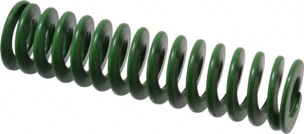 Associated Spring Raymond - 32mm Hole Diam, 16mm Rod Diam, 5" Free Length, Green Die Spring - 1275 N Max Deflection, 51mm Max Deflection, Light Duty, Chromium Alloy Steel - Benchmark Tooling