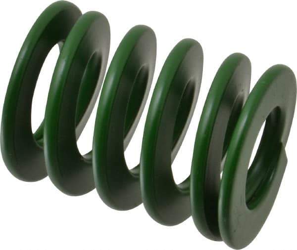 Associated Spring Raymond - 40mm Hole Diam, 20mm Rod Diam, 2" Free Length, Green Die Spring - 1840 N Max Deflection, 20mm Max Deflection, Light Duty, Chromium Alloy Steel - Benchmark Tooling