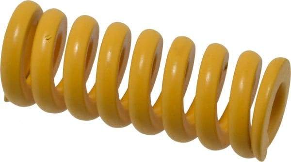 Associated Spring Raymond - 25mm Hole Diam, 12.5mm Rod Diam, 2-1/2" Free Length, Yellow Die Spring - 2576 N Max Deflection, 16mm Max Deflection, Extra Strong, Chromium Alloy Steel - Benchmark Tooling