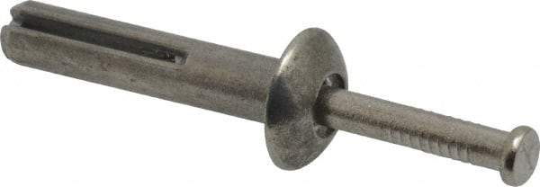 Powers Fasteners - 1/4" Diam, 1/4" Drill, 1-1/4" OAL, 7/8" Min Embedment Hammer Drive Concrete Anchor - Stainless Steel (Drive Pin)/Zamac Alloy (Body), Zinc-Plated Finish, Mushroom Head - Benchmark Tooling
