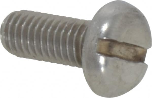 Value Collection - M5x0.80 Metric Coarse, 12mm Length Under Head Slotted Drive Machine Screw - Pan Head, Grade 18-8 Stainless Steel, Uncoated, Without Washer - Benchmark Tooling