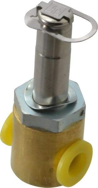 Parker - 1/4" Port, Two Way, Direct Acting, Brass Solenoid Valve - Normally Closed, 300 Max PSI, NBR Seal - Benchmark Tooling