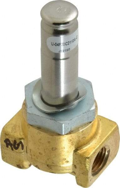 Parker - 1/4" Port, Two Way, Direct Acting, Brass Solenoid Valve - Normally Closed, 150 Max PSI, NBR Seal - Benchmark Tooling