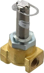 Parker - 1/4" Port, Two Way, Direct Acting, Brass Solenoid Valve - Normally Closed, 100 Max PSI, NBR Seal - Benchmark Tooling