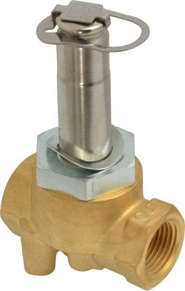 Parker - 3/8" Port, Two Way, Direct Acting, Brass Solenoid Valve - Normally Closed, 150 Max PSI, NBR Seal - Benchmark Tooling