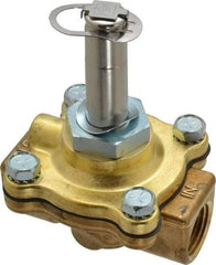 Parker - 1/2" Port, Two Way, Piloted Diaphragm, Brass Solenoid Valve - Normally Closed, 150 Max PSI, NBR Seal - Benchmark Tooling