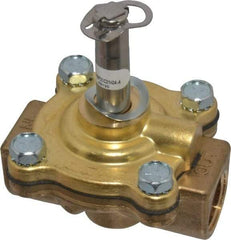 Parker - 1/2" Port, Two Way, Piloted Diaphragm, Brass Solenoid Valve - Normally Closed, 200 Max PSI, NBR Seal - Benchmark Tooling