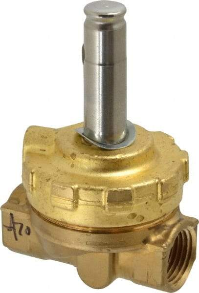 Parker - 1/2" Port, Two Way, Piloted Diaphragm, Brass Solenoid Valve - Normally Closed, 300 Max PSI, NBR Seal - Benchmark Tooling