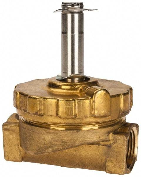Parker - 3/4" Port, Two Way, Piloted Diaphragm, Brass Solenoid Valve - Normally Closed, 300 Max PSI, NBR Seal - Benchmark Tooling