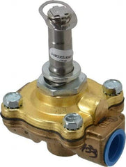 Parker - 1/2" Port, Two Way, Piloted Diaphragm, Brass Solenoid Valve - Normally Open, 150 Max PSI, NBR Seal - Benchmark Tooling