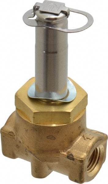 Parker - 1/4" Port, Two Way, Piloted Diaphragm, Brass Solenoid Valve - Normally Closed, 275 Max PSI, NBR Seal - Benchmark Tooling