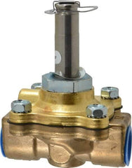 Parker - 1/2" Port, Two Way, Piloted Diaphragm, Brass Solenoid Valve - Normally Closed, 125 Max PSI, NBR Seal - Benchmark Tooling