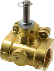 Parker - 1-1/4" Port, Two Way, Piloted Diaphragm, Brass Solenoid Valve - Normally Closed, 125 Max PSI, NBR Seal - Benchmark Tooling