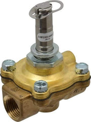 Parker - 1/2" Port, Two Way, Piloted Diaphragm, Brass Solenoid Valve - Normally Open, 125 Max PSI, NBR Seal - Benchmark Tooling