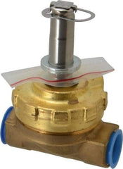 Parker - 1/2" Port, Two Way, Piloted Diaphragm, Brass Solenoid Valve - Normally Closed, 125 Max PSI, PTFE Seal - Benchmark Tooling