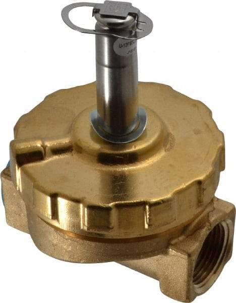 Parker - 3/4" Port, Two Way, Piloted Diaphragm, Brass Solenoid Valve - Normally Closed, 125 Max PSI, PTFE Seal - Benchmark Tooling