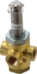 Parker - 1/4" Port, Three Way, Direct Acting, Brass Solenoid Valve - Normally Closed, 150 Max PSI, NBR Seal - Benchmark Tooling
