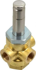 Parker - 1/4" Port, Three Way, Direct Acting, Brass Solenoid Valve - Normally Closed, 85 Max PSI, NBR Seal - Benchmark Tooling