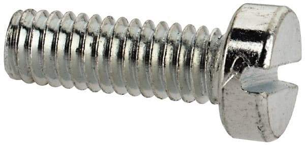 Value Collection - M4x0.70, 12mm Length Under Head Slotted Drive Machine Screw - Cheese Head, Grade 4.8 Steel, Zinc-Plated Finish, Without Washer - Benchmark Tooling