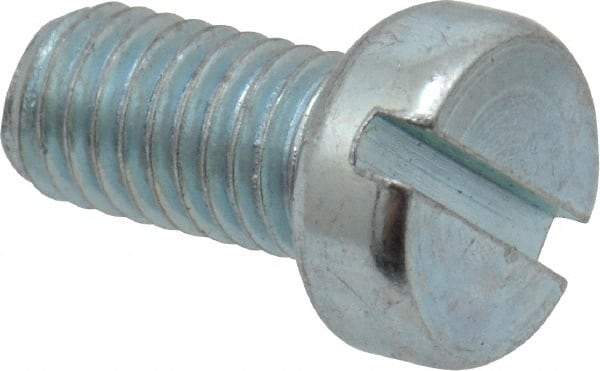Value Collection - M5x0.80, 10mm Length Under Head Slotted Drive Machine Screw - Cheese Head, Grade 4.8 Steel, Zinc-Plated Finish, Without Washer - Benchmark Tooling