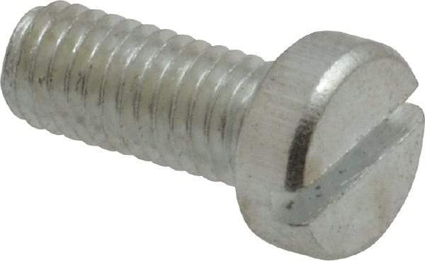 Value Collection - M5x0.80, 12mm Length Under Head Slotted Drive Machine Screw - Cheese Head, Grade 4.8 Steel, Zinc-Plated Finish, Without Washer - Benchmark Tooling