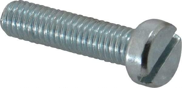 Value Collection - M5x0.80, 20mm Length Under Head Slotted Drive Machine Screw - Cheese Head, Grade 4.8 Steel, Zinc-Plated Finish, Without Washer - Benchmark Tooling