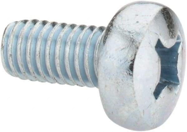 Value Collection - M6x1.00, 12mm Length Under Head Phillips Drive Machine Screw - Pan Head, Grade 4.8 Steel, Zinc-Plated Finish, Without Washer - Benchmark Tooling