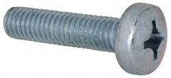 Value Collection - M6x1.00, 25mm Length Under Head Phillips Drive Machine Screw - Pan Head, Grade 4.8 Steel, Zinc-Plated Finish, Without Washer - Benchmark Tooling