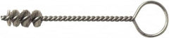 Weiler - 13.1mm Diam Helical Nylon Tube Brush - Single Spiral, 0.012" Filament Diam, 1" Brush Length, 5" OAL, 0.194" Diam Galvanized Steel Shank - Benchmark Tooling